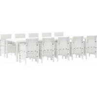 SYFAXTM Garten Essgruppe mit Kissen 11 pcs Weiß Poly-Rattan und Stahl - Weiß
