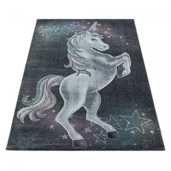 Kinderteppich Kurzflor, Modern Einhorn Design, Rechteckig, Pflegeleicht