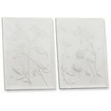 Loberon Bild 2er Set Carrefour, Kunstvolle Florale Motive, Zeitlos Schöne Optik, Elegantes Design, Wanddekoration, Wandschmuck, Polyresin, weiß