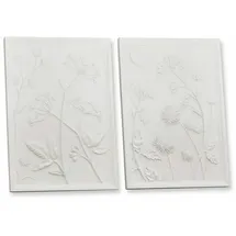 Loberon Bild 2er Set Carrefour, Kunstvolle Florale Motive, Zeitlos Schöne Optik, Elegantes Design, Wanddekoration, Wandschmuck, Polyresin, weiß