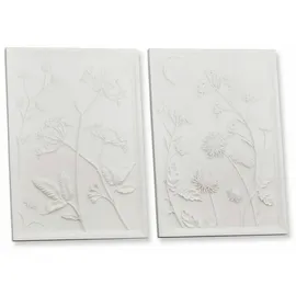 Loberon Bild 2er Set Carrefour, Kunstvolle Florale Motive, Zeitlos Schöne Optik, Elegantes Design, Wanddekoration, Wandschmuck, Polyresin, weiß