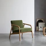 Sessel Axel aus massivem Eichenholz mit grünem Samtbezug