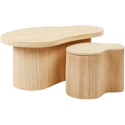 Couchtisch 2er Set Rattan natur asymmetrisch SALANTI