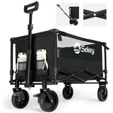 Sekey Bollerwagen Sekey Bollerwagen Faltbar XXL Preis-Leistungsieger 3011, 160L 100KG, Klappbar Transportwagen Outdoor Faltbar Handwagen, mit 2PCS Spanngurt schwarz