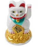 HEIBTENY Glückskatze, Winkekatze Maneki Neko Winkekatze Gold Winke Katze Chinesische Glücks glückskatze Lucky cat deko Katze(4.5inch White)