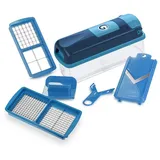 Genius Gemüseschneider Nicer Dicer smart Set 6-tlg. blau, Spülmaschinengeeignet, Schneid-Deckel mit Selbstreinigungsfunktion!