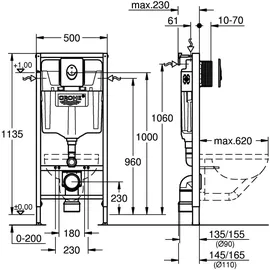 Grohe Rapid SL Projekt Vorwandelement H: 113 cm mit Betätigungsplatte alpinweiß