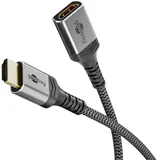 goobay HDMI-Verlängerungskabel 8K 0,5 m Schwarz/Silber