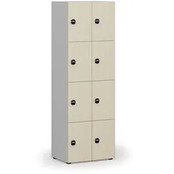 Holzspind mit Ablagefächern, 8 Fächer, RFID-Schloss, grau/Birke