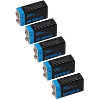 EXTENSILO 5x 9V-Akku Block für diverse Geräte (1000mAh, 9V,