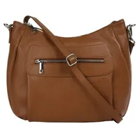 Samantha look Umhängetasche echt Leder, Made in Italy, braun