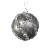 Hti-Living Christbaumschmuck Weihnachtskugel Ø 8 cm Silber mit Glitzersteinen (1-tlg), Christbaumschmuck silberfarben