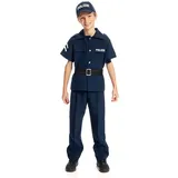 Kostümplanet Polizei-Kostüm Kinder Kostüm Polizist Uniform + Polizei Cap Faschingskostüm (Lieferumfang Premium, 128)