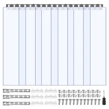 Vevor Streifenvorhang, 213,4 cm Höhe x 96,5 cm Breite, 0,2 cm Dicke, 6 Stück transparenter PVC-Streifen-Türvorhang, Gefrierschrankvorhang, Kunststoff-Türstreifen für begehbare Gefrierschränke, Kühlschränke und Lagertüren, mit 50 % Überlappung