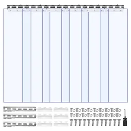 Vevor Streifenvorhang, 213,4 cm Höhe x 96,5 cm Breite, 0,2 cm Dicke, 6 Stück transparenter PVC-Streifen-Türvorhang, Gefrierschrankvorhang, Kunststoff-Türstreifen für begehbare Gefrierschränke, Kühlschränke und Lagertüren, mit 50 % Überlappung