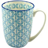 CreaTable 4er Set CreaTable Kaffeebecher Mediterran 300 ml Steinzeug Blau