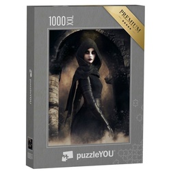 puzzleYOU Puzzle Puzzle 1000 Teile XXL „Gothic-Zauberin in einem Kapuzengewand“, 1000 Puzzleteile, puzzleYOU-Kollektionen Gothik