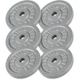 GORILLA SPORTS® Hantelscheiben - Set/Einzeln, 0,5/1,25/2/2,5/5/10/15/20/25/30 kg Gewichte, 30/31 mm, Gusseisen, Silber/Schwarz - Gewichtsscheiben, Bumper Plates