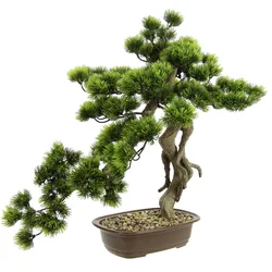 Kunstpflanze I.GE.A. "Bonsai Baum in Schale", grün, B:48cm H:58cm L:30cm, Kunststoff, Kunstpflanzen, Exotische Bäume Zen Garten