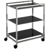 XXXLutz Xxxl Servierwagen, Schwarz, Edelstahl, Metall, Glas, 60.5x73.5x40.5 cm, offenes Fach, Esszimmer, Barmöbel, Barwagen