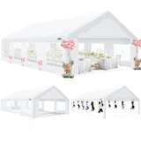 COBIZI Partyzelt 3x9m,Metall Gestell Gartenzelt,Pavillon Wasserdicht verdickte PE-Plane,Robustes Zelt mit Vier Windleinen,UV-Schutz 50+, Große Luxus Hochzeitszelt Gartenpavillon 27m2,Weiß
