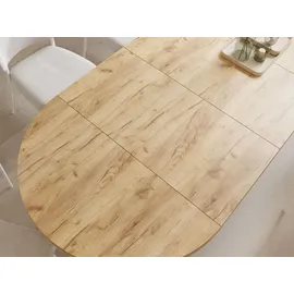 WFL GROUP Esstisch Rund Groß XXL Ausziehbar im Loft-Stil – 100 bis 300 cm – Extra Lang Ausziehtisch mit Weißen Holzbeinen, Industrieller Tisch für 5-1... - Braun