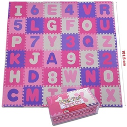 Pink Papaya Puzzlematte Puzzlematte mit Zahlen und Buchstaben Kids Zone, Extra weich, kombiniert Zahlen & Buchstaben, einfaches Stecksystem rosa