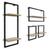 holz4home Wandregal mit Rahmen MDF Sonoma 4 Teiliges Set