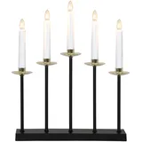 Star Trading LED Kerzen, Kerzenleuchter Greta 5-flammig Farbe: schwarz/messing Teller, ca. 36x31 cm