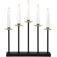 Star Trading LED Kerzen, Kerzenleuchter Greta 5-flammig Farbe: schwarz/messing Teller, ca. 36x31 cm