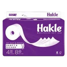 Hakle Toilettenpapier Sanft & Sicher 4-lagig, 8 Rollen
