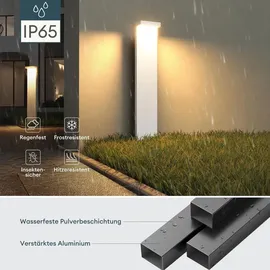 doporro Wegeleuchte Aluminium Edelstahl 10x6x60cm 6W weiß