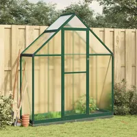 Faroom Aluminium Gewächshaus für den Garten 169 x 58 x 202 cm mit Fundamentrahmen, Gewächshaus Glas, Treibhaus, Tomatenhaus, Frühbeet, Pflanzenhaus Grün und transparent