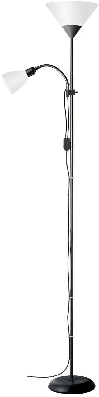 BRILLIANT Lampe Spari Deckenfluter Lesearm schwarz/weiß   1x A60, E27, 60W, geeignet für Normallampen (nicht enthalten)   Mit Schnurzwischenschalter