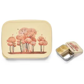 jenard Edelstahl Brotdose für Kinder – kompakte Brotdose/leichte Snackbox mit Silikon Deckel & Trennfach. Ideal für Kindergarten & unterwegs. Auslaufsicher & BPA-frei, Creme/Tiere im Wald