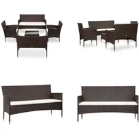 vidaXL 5 tlg. Garten Lounge Set mit Auflagen Poly Rattan Braun - Gartensofa - Gartensofas - Gartencouch - Gartencouches - Braun