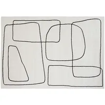 miliboo Rechteckiger Teppich mit Line-art-muster in Off-white und Schwarz 160 x 230 cm Tiana