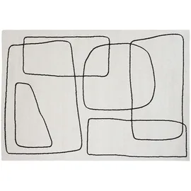 miliboo Rechteckiger Teppich mit Line-art-muster in Off-white und Schwarz 160 x 230 cm Tiana
