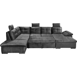 ed exciting design Wohnlandschaft 334 x 217 cm, mit Schlaffunktion, Bettkasten schwarz, - Schwarz