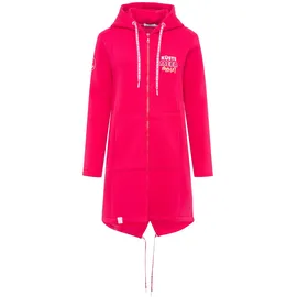 Zwillingsherz Jerseymantel ZWILLINGSHERZ "Küste Meer Moin", Damen, Gr. L/XL, pink (fuchsia), angeraute Sweatware, Obermaterial: 50% Baumwolle, 50% Polyester, Mäntel, mit großem Motiv am Rücken