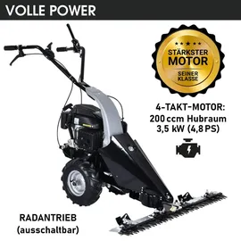 Brast Balkenmäher Benzin 3,5kW(4,8PS) mit Antrieb Schnittbreite 97cm Luft-Bereifung mit Geländeprofil Rasenmäher Hochgrasmäher Wiesen-Mäher 196ccm