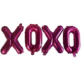 Rosa XOXO Text Folienballons mit Band und Strohhalm zum Aufblasen