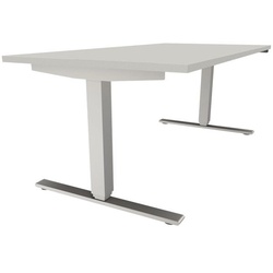 fm Büromöbel Elektrisch höhenverstellbarer Schreibtisch »Oldenburg« 160 cm Multiplexkanten grau, 160x128 cm