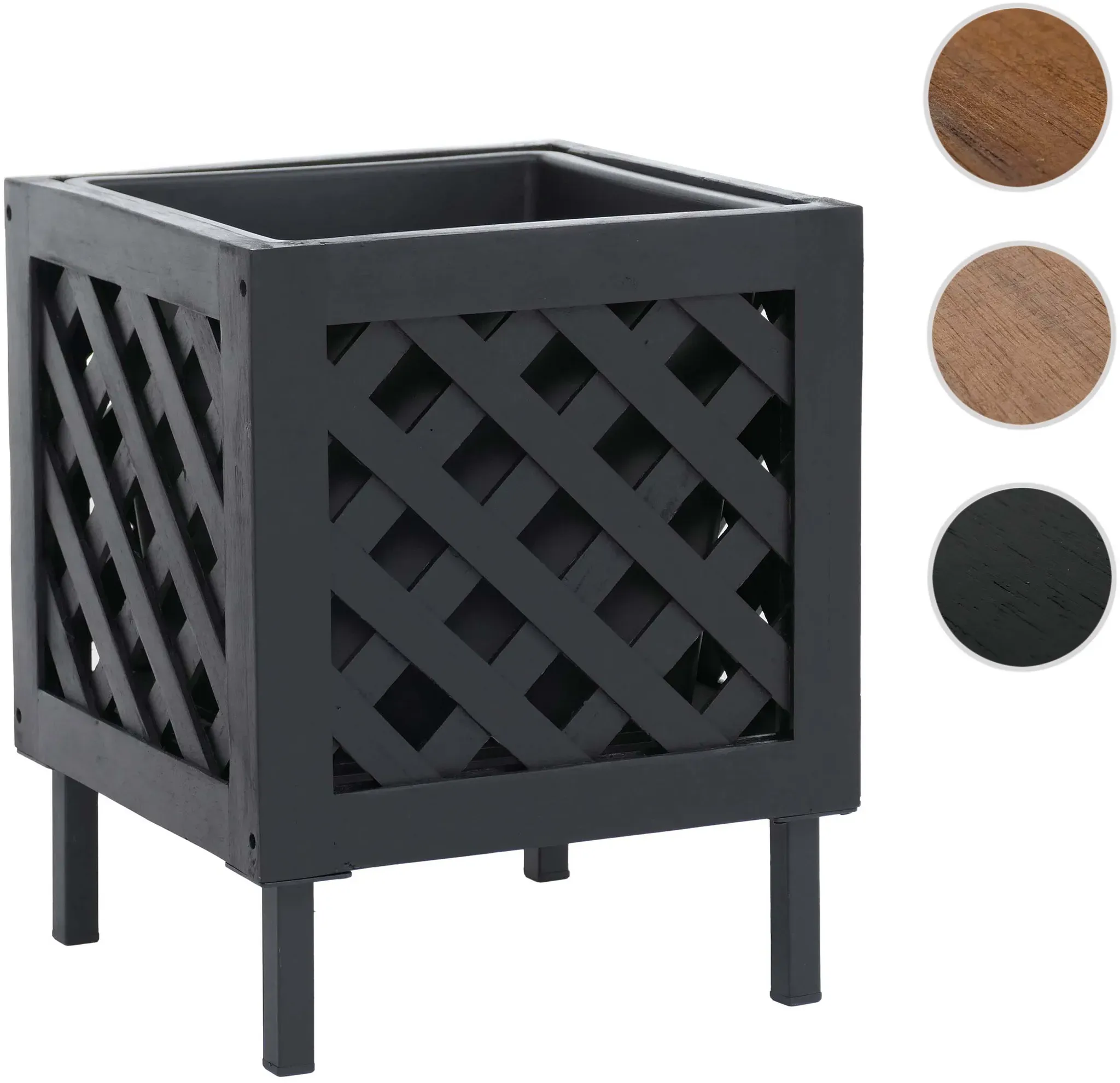 Pflanzkasten HWC-P86, Blumen-/Pflanzkübel Blumenkasten, In-/Outdoor Akazie Holz FSC®-zertifiziert 42x34x34cm ~ schwarz