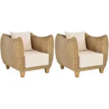 Set/2 Rattan-Sessel Club/Wohnzimmersessel Clubsessel/Rattansessel Lounge (Stein)