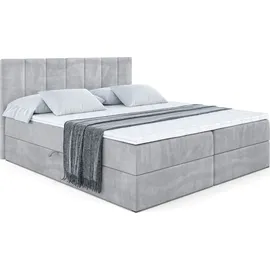 altdecor BOXBETT mit Matratze und Lattenrost, - MOETI - 160x200 cm - H4 - Hellgrau