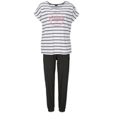 Buffalo Damen Pyjama ecru-gestreift-schwarz Gr.56/58