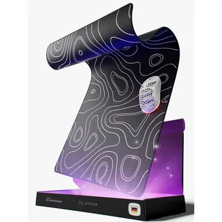 Nyfter - XXL Gaming Mauspad Black im Topography Design 900 x 500mm Premium Mousepad Size Groß vernähte Kanten langlebig mit high-end Glide und Anti-Rutsch Speed Gaming Mauspad