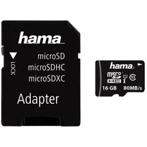 Hama microSDHC 16GB Class 10 UHS-I 80MB/s + SD-Adapter/Mobile