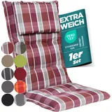 gardisun Gartenstuhlauflagen Hochlehner mit Kopfteil I Extra Dicke Sitzauflagen I Made in EU Polsterauflagen für Hochlehner I Auflagen mit extra hoher Lichtechtheit I 1er Set Rot kariert Pastell